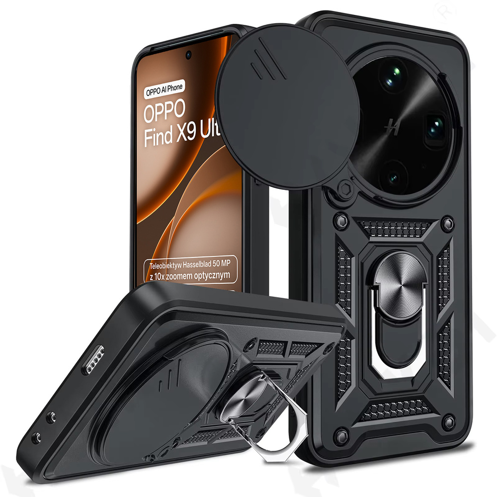 Gepanzerte Schutzhülle Für Oppo Find X9 Ultra, Camshield Slide, Schwarz