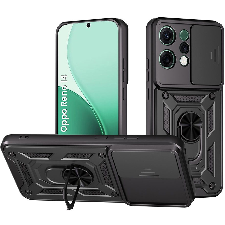 Gepanzerte Schutzhülle Für Oppo Reno 14, Camshield Slide, Schwarz