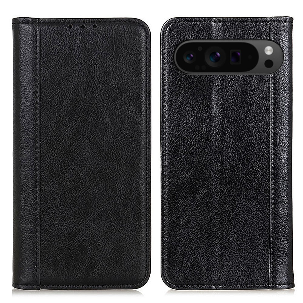 Klapphülle Für Google Pixel 10 Pro Xl / 9 Pro Xl, Leder Mit Tasche, Schwarz