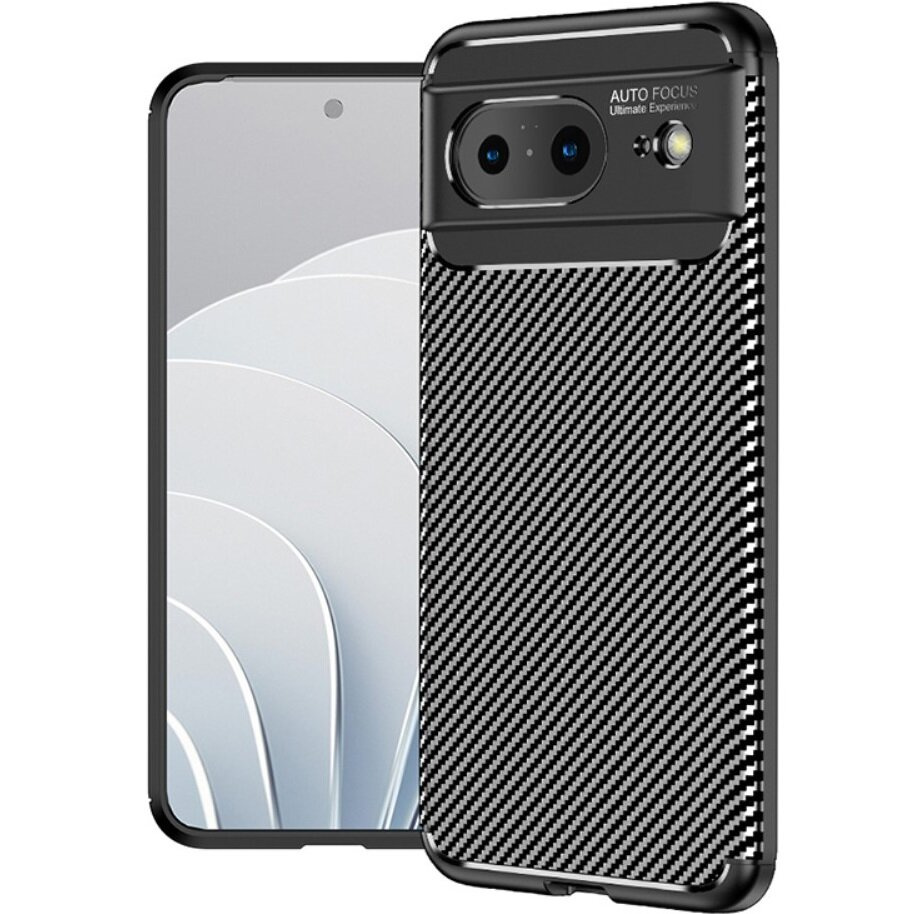 Google Pixel 8 Hülle, Carbon Gel, Schwarz