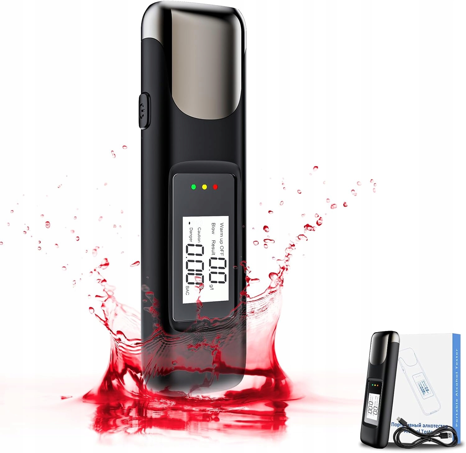 Digitales, Tragbares Taschen-alkoholtestgerät Aus Abs Mit Hoher Kb-zahl