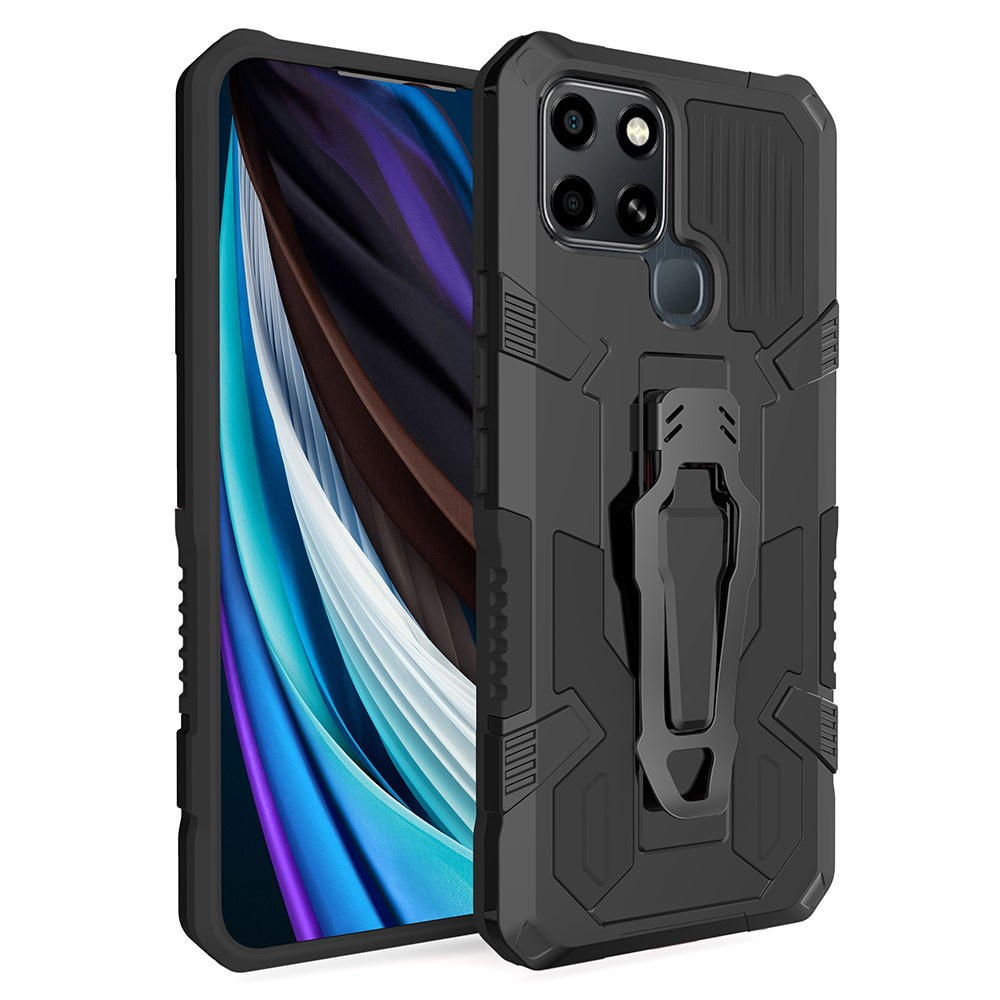 Gepanzerte Schutzhülle Für Infinix Smart 6, Hybrid-schutzhülle Mit Ständer, Schwarz