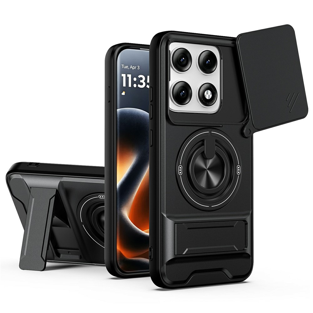 Motorola Edge 70 Pro Hülle Mit Ständer Und Kameraabdeckung Für Magsafe, Schwarz