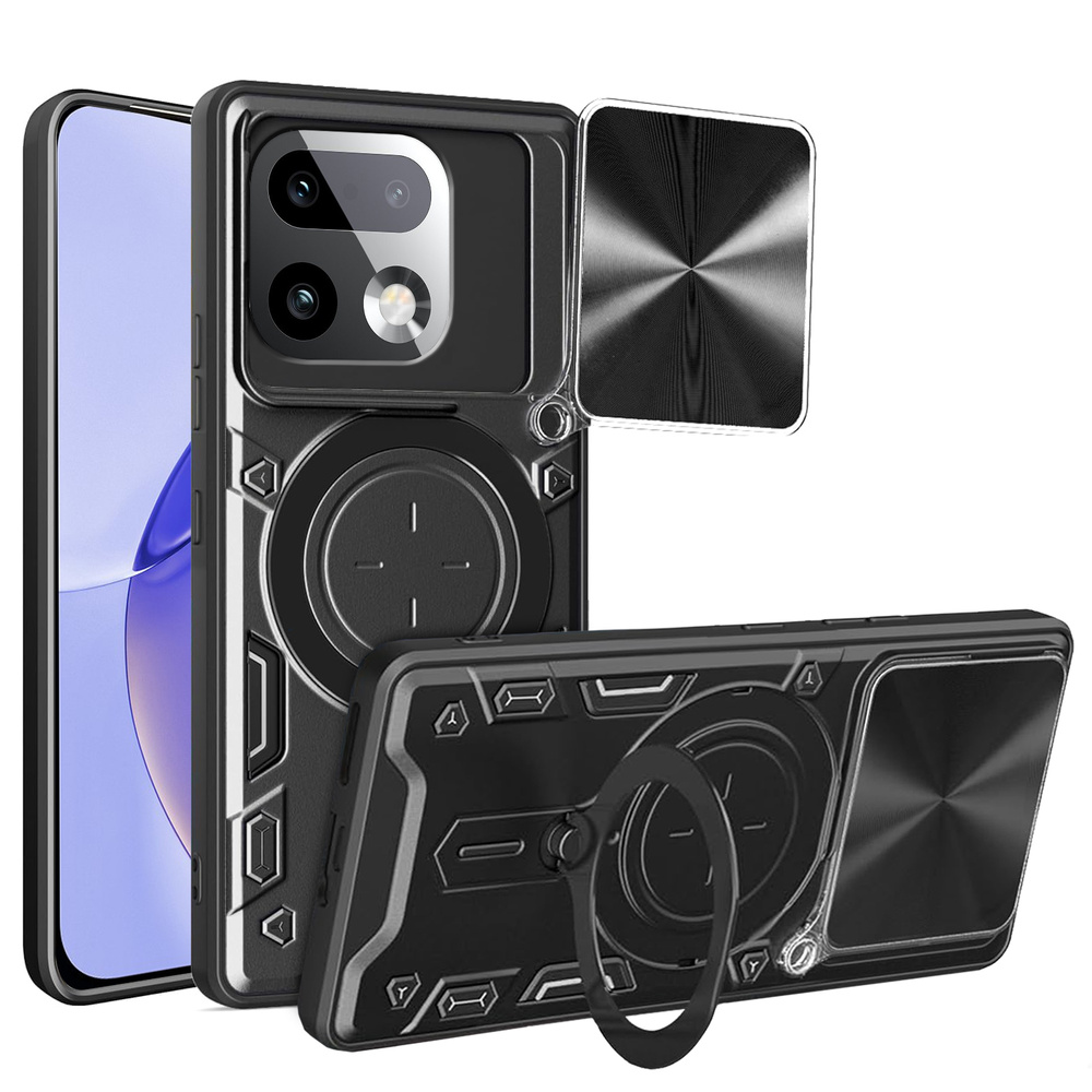 Realme 16 Pro Plus Hülle, Magnetring, Schwarz