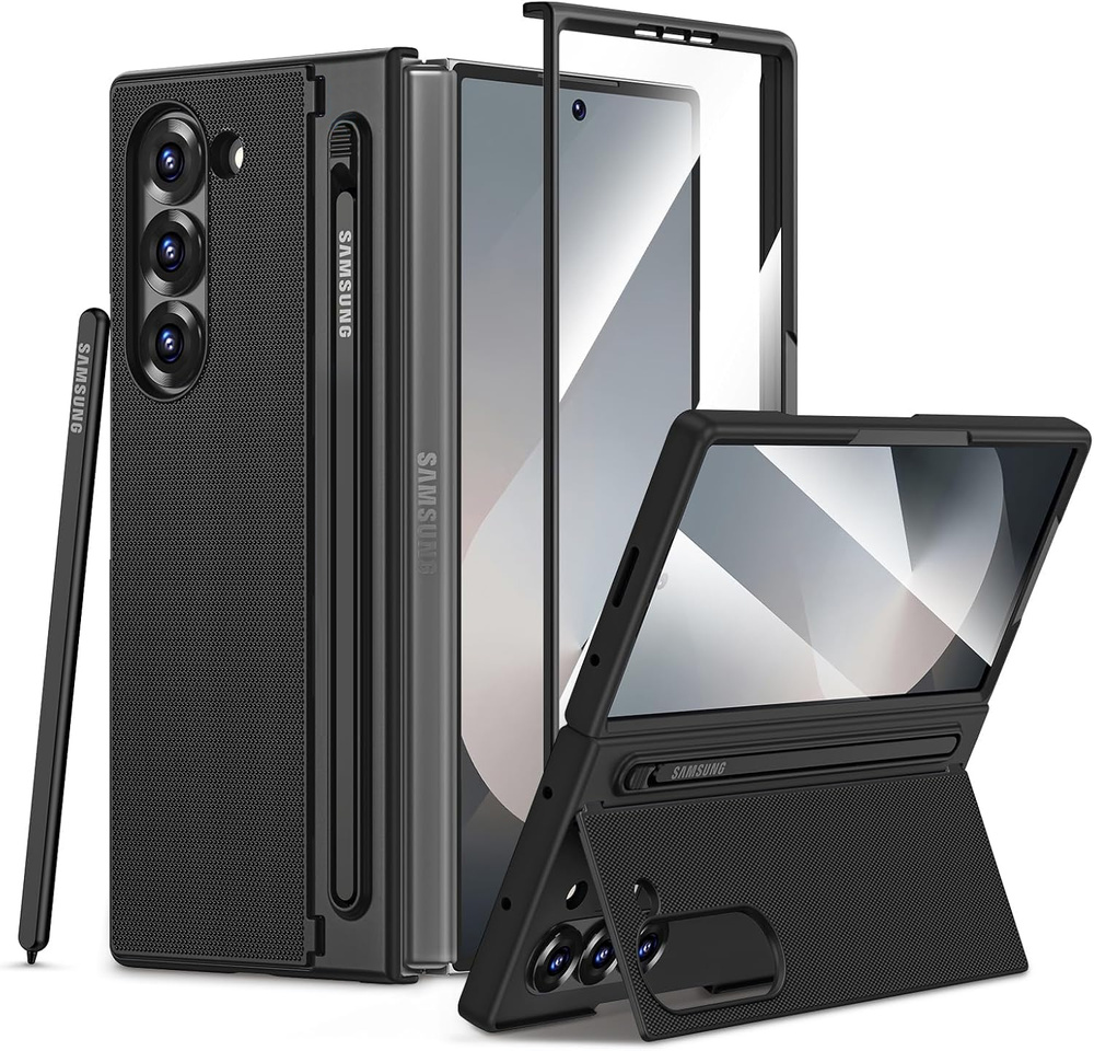 Samsung Galaxy Z Fold6 5g Hülle Mit Glas Und Stifthalter – Schwarz
