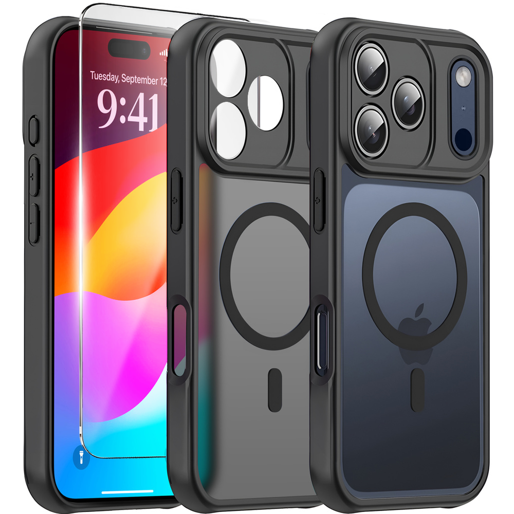 Iphone 17 Pro Max Hüllenset, Matt, Magsafe-kompatibel, Schwarz + Displayschutzfolie