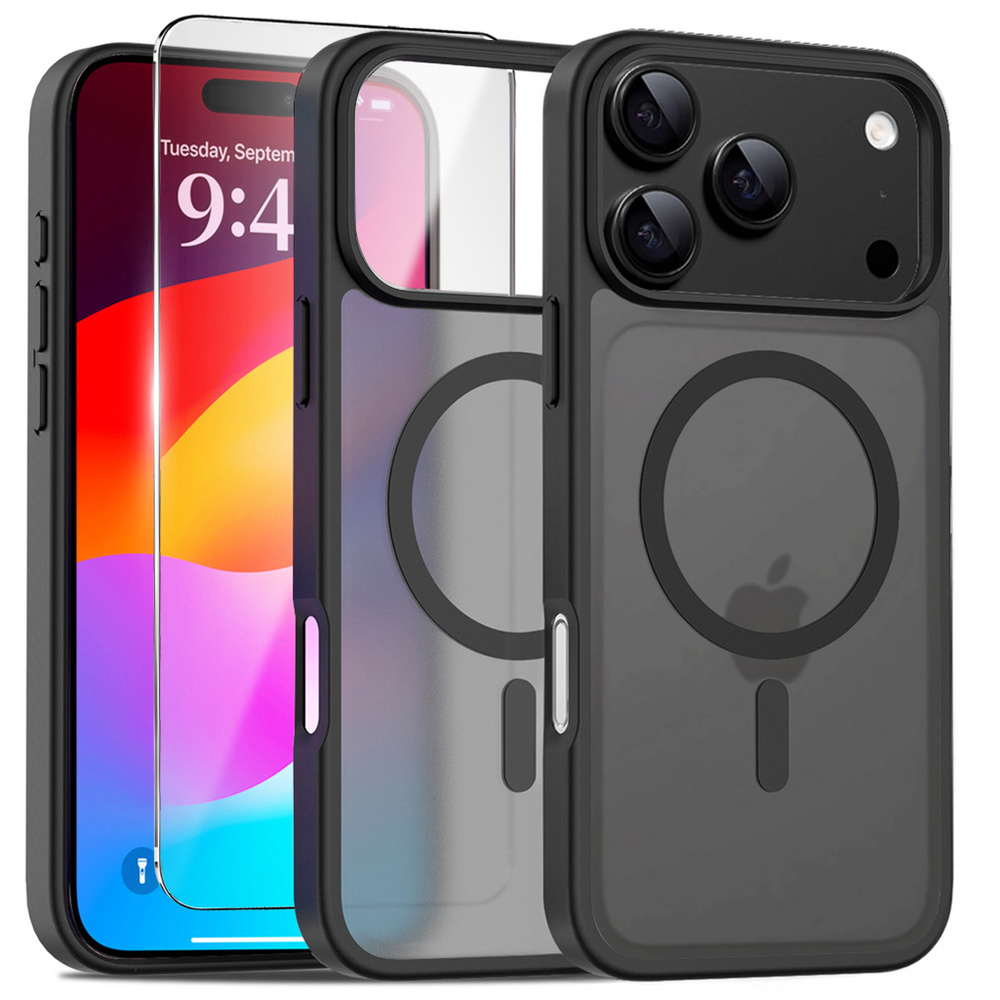 Iphone 17 Pro Max Mattes Hüllenset Für Magsafe, Mattschwarz + Displayschutzfolie