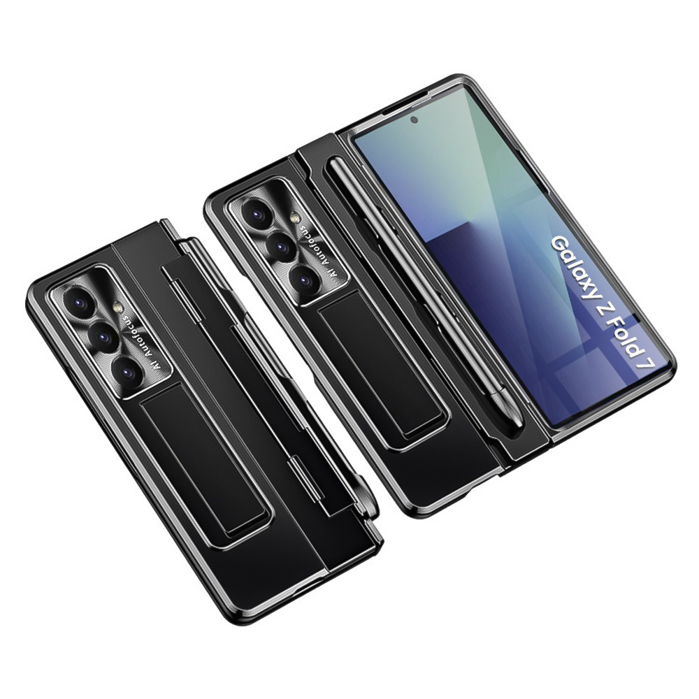 Samsung Galaxy Z Fold7 5g Schutzhülle Mit Scharnierschutz, Glas Und Stift – Schwarz