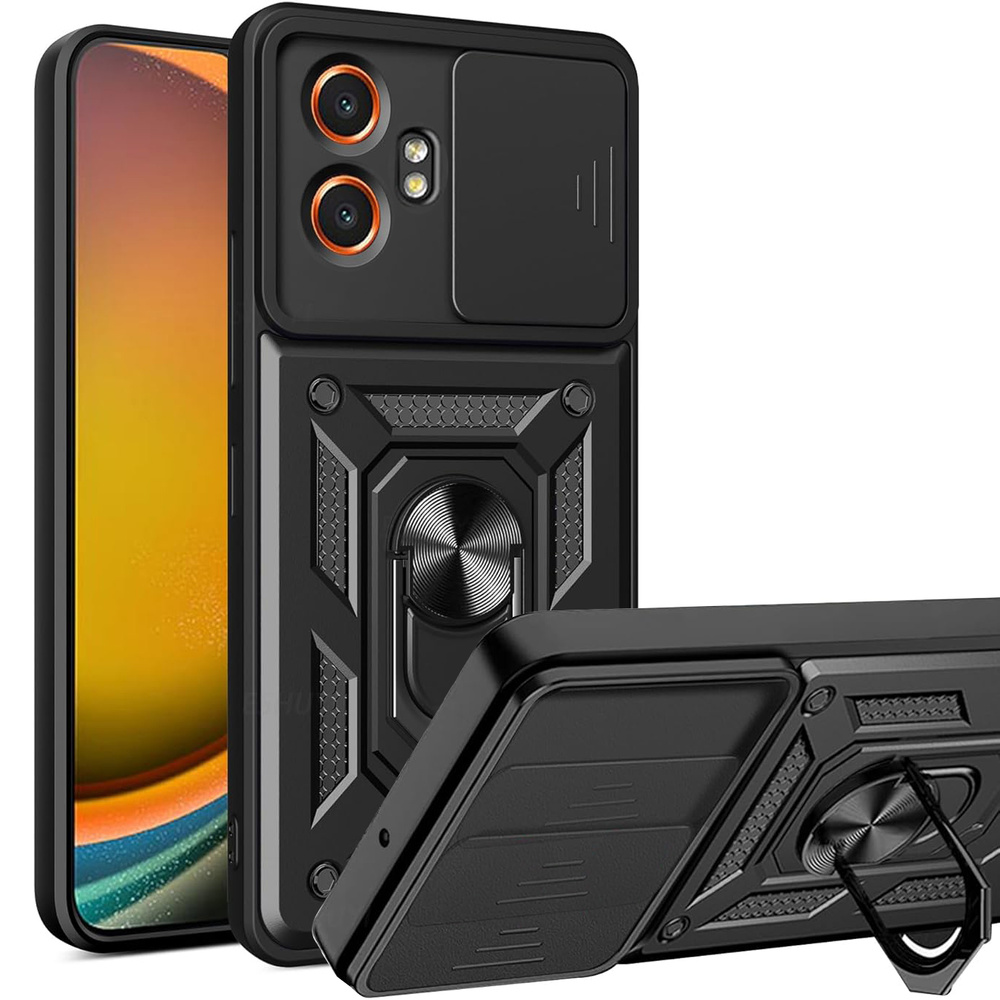 Schutzhülle Mit Ständer Und Kameraabdeckung Für Samsung Galaxy Xcover 7 Pro – Schwarz, Gepanzert, Mit Kameraschutz