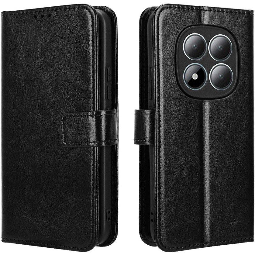 Klapphülle Für Xiaomi Redmi Note 15 Pro 5g, Crazy Horse Wallet, Schwarz