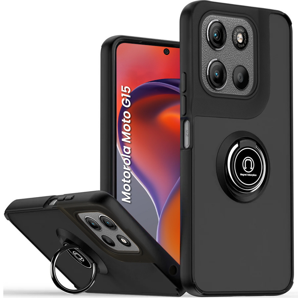 Schutzhülle Für Motorola Moto G17 / G17 Power / G15 / G15 Power, Mattierter Ring, Schwarz