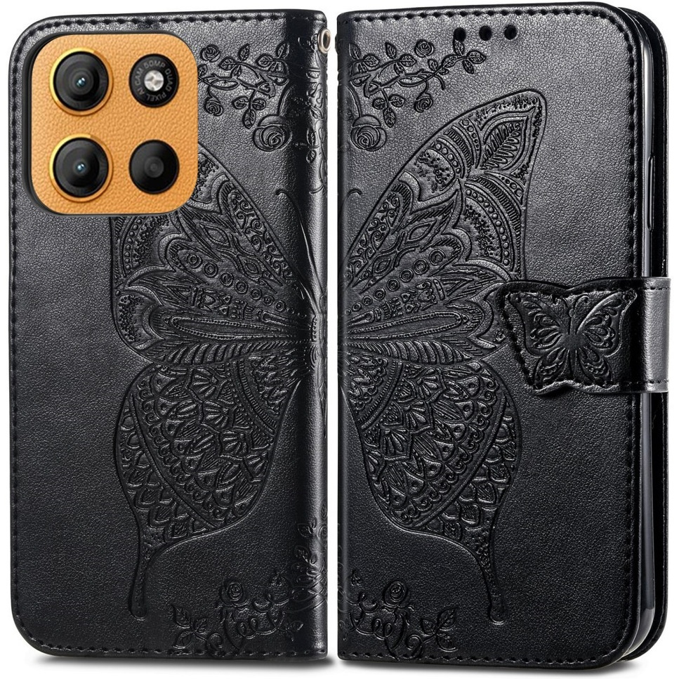 Klapphülle Für Motorola Moto G17 / G17 Power / G15 / G15 Power, Schmetterlingsmotiv, Schwarz