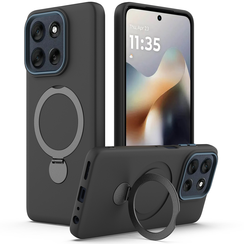 Schutzhülle Für Motorola Moto G17 Power / G17 / G15 / G15 Power, Mit Drehbarem Ring, Schwarz