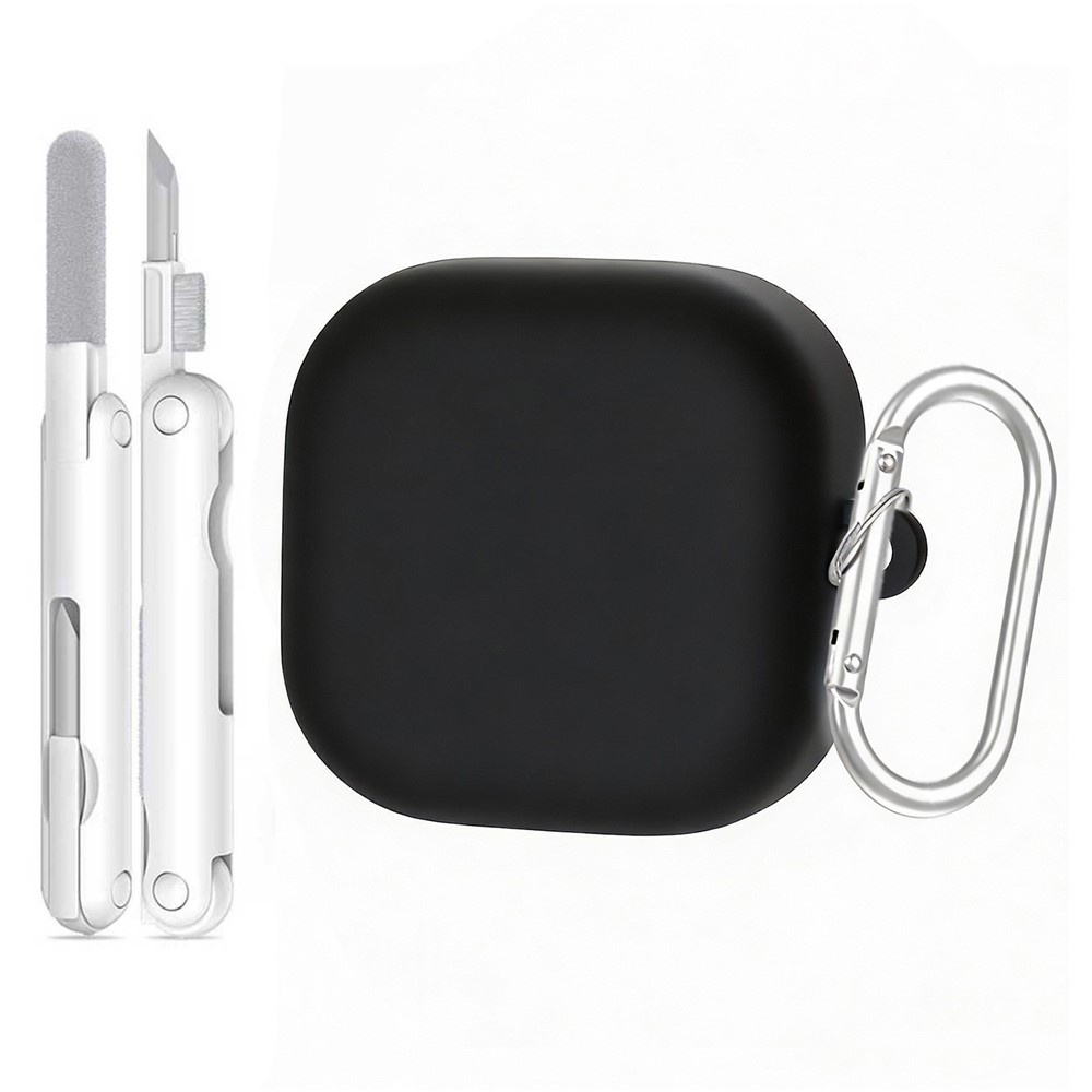 Silikonhülle Für Samsung Galaxy Buds4 / Buds4 Pro Mit Karabinerhaken, Reinigungsset, Schwarz