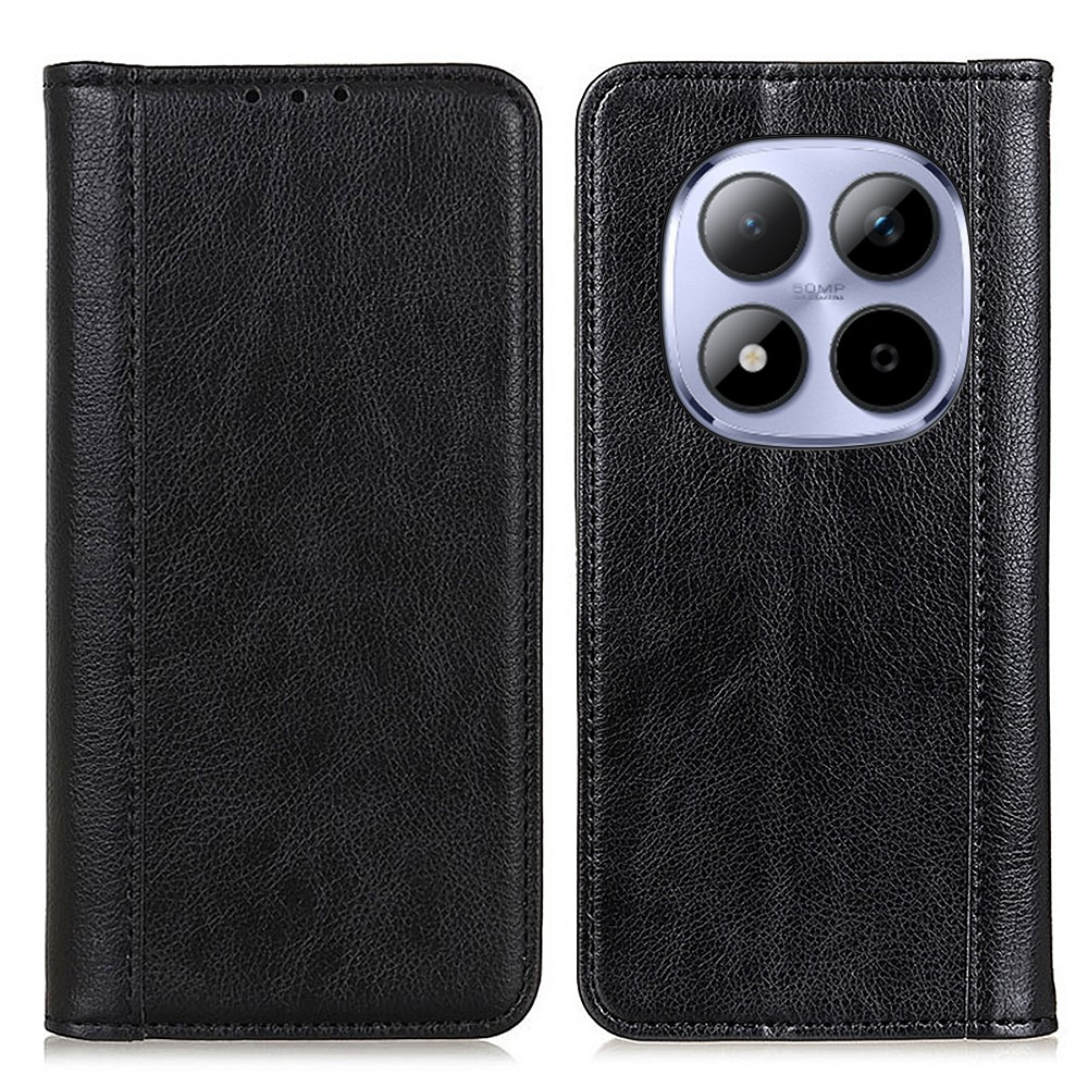 Klapphülle Für Xiaomi Redmi Note 15 Pro Plus 5g / Poco M8 Pro 5g, Spaltleder, Schwarz