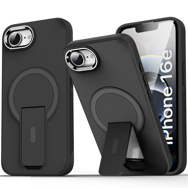 Hülle Für Iphone 17e / 16e, Mit Ständer, Matt, Für Magsafe, Schwarz