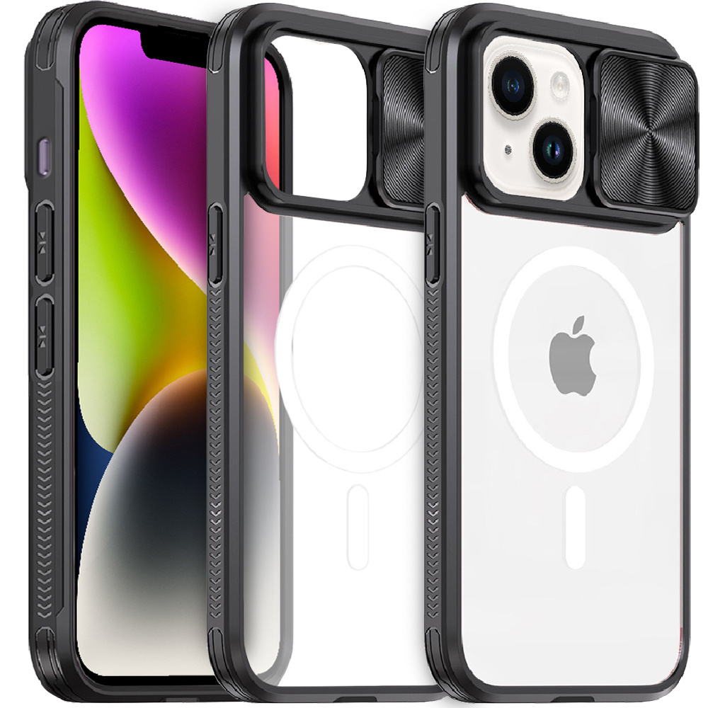Iphone 15 Plus Hülle, Schiebekamera Magsafe, Schwarz
