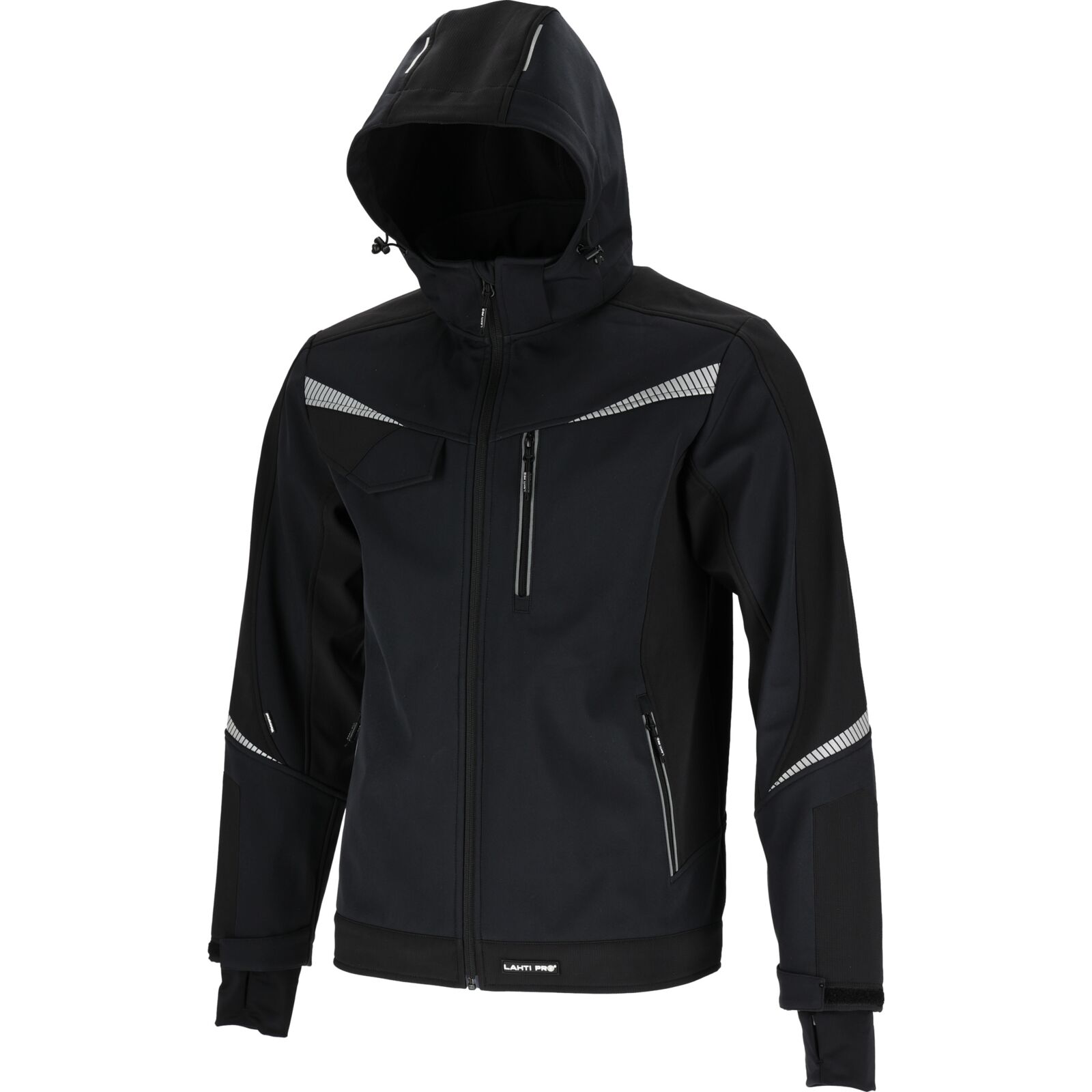 Softshelljacke Mit Kapuze, Schwarz, Größe L, Ce-zertifiziert, Lahti