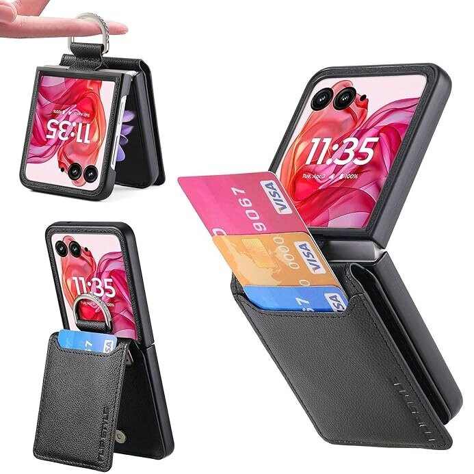 Motorola Razr 50 Ultra Schutzhülle Mit Kartenfach, Schwarz