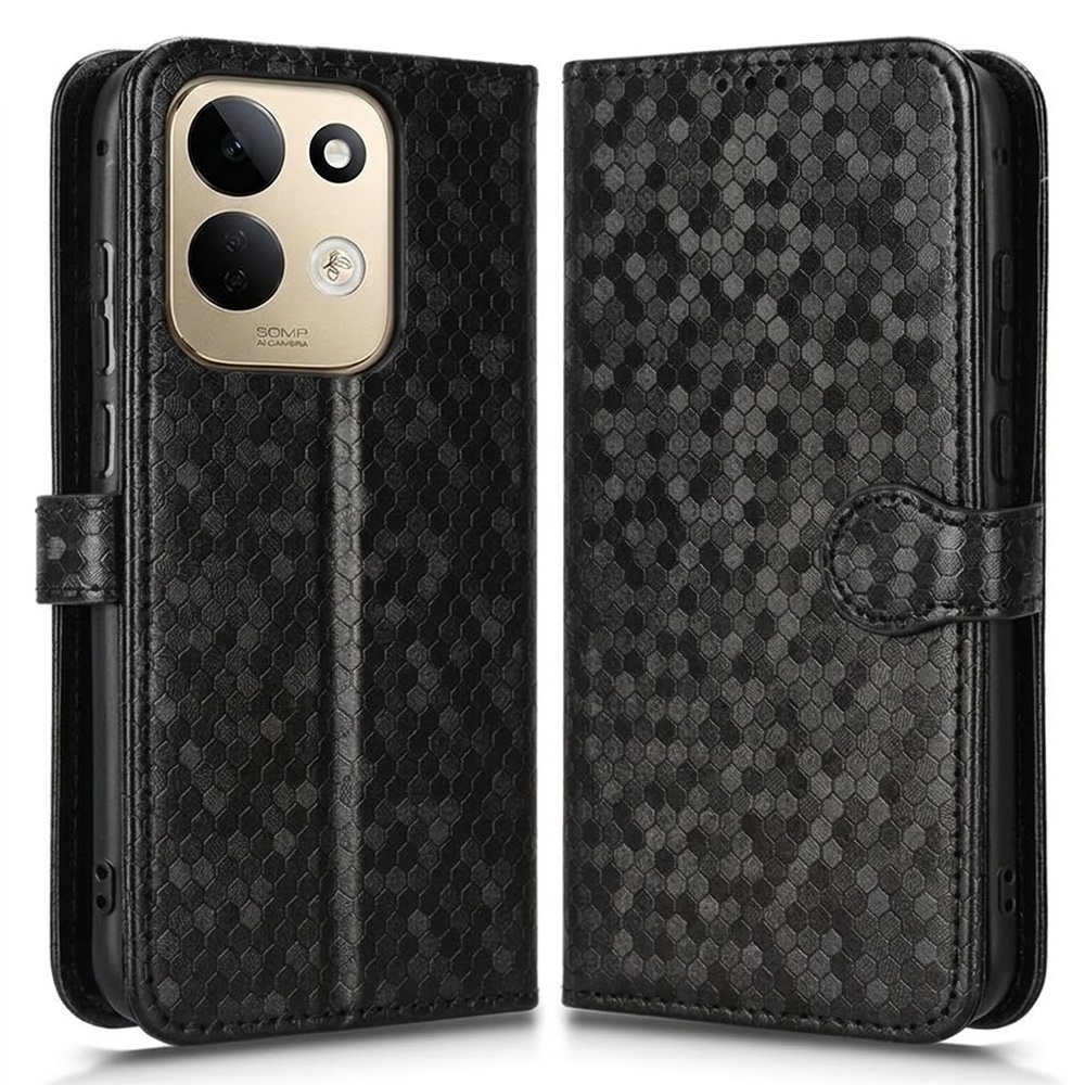 Klapphülle Für Xiaomi Redmi 17 4g/5g, Brieftaschenmotiv, Rautenmuster, Schwarz