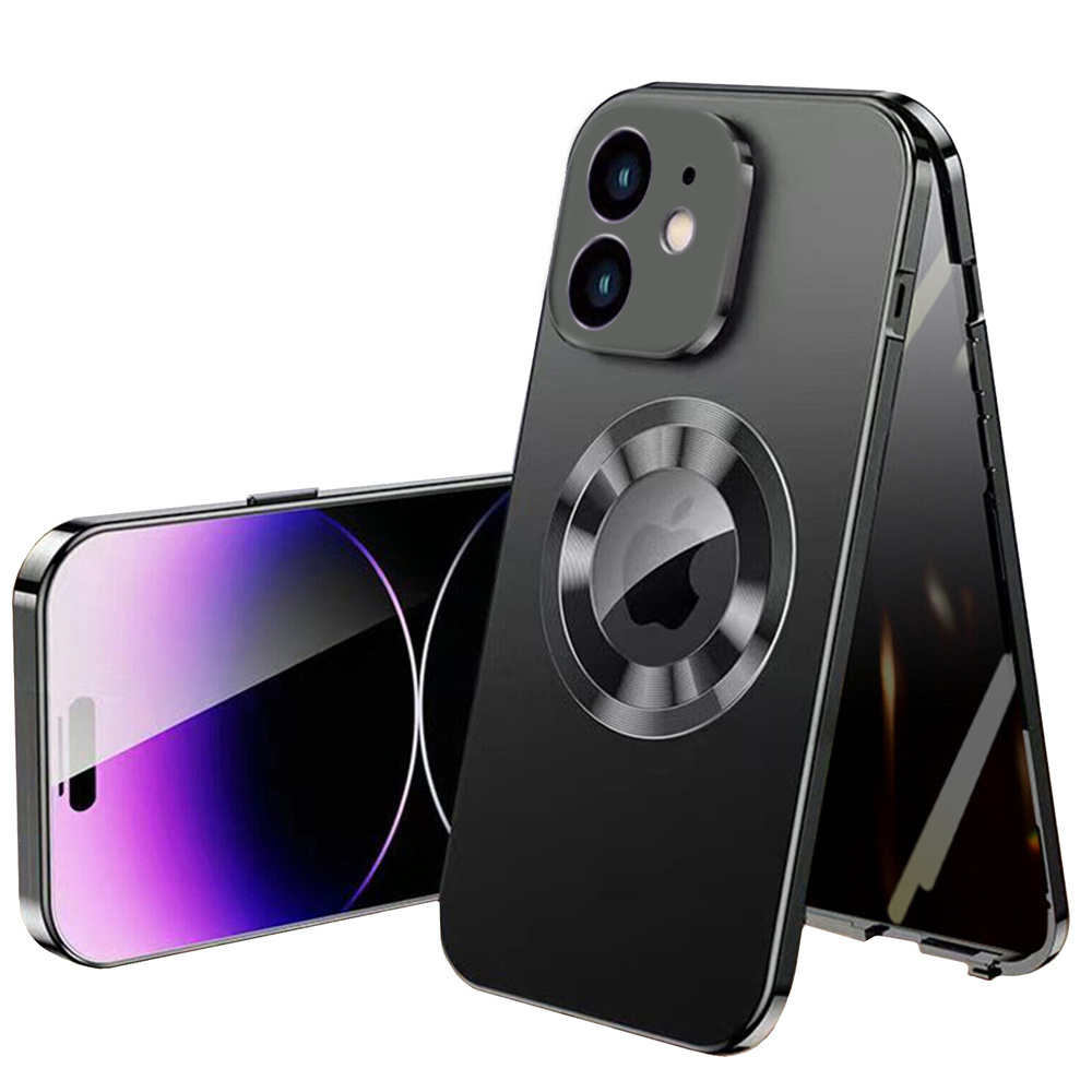 Iphone 12 Hülle, Dual Glass, Magsafe, Schwarz