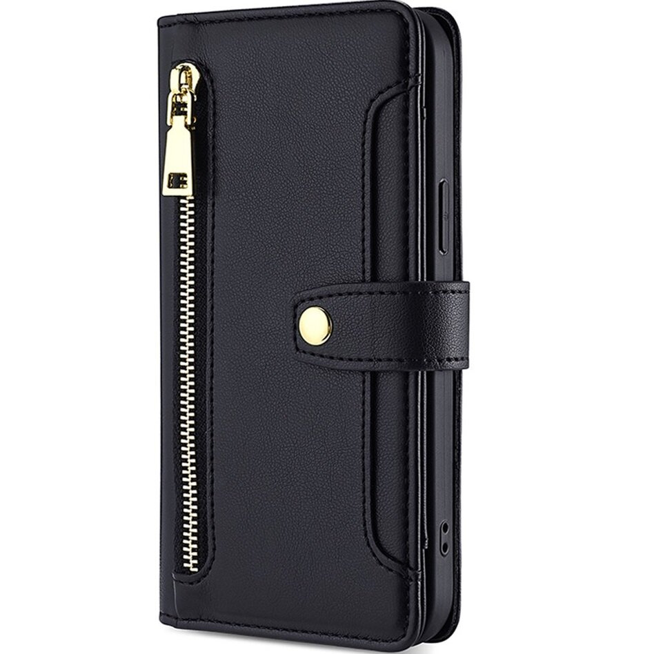 Samsung Galaxy S23 Klapphülle, Brieftaschenfach Mit Reißverschluss, Schwarz