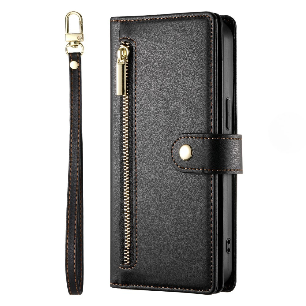 Samsung Galaxy A36 5g Klapphülle, Brieftaschenfach Mit Reißverschluss, Schwarz