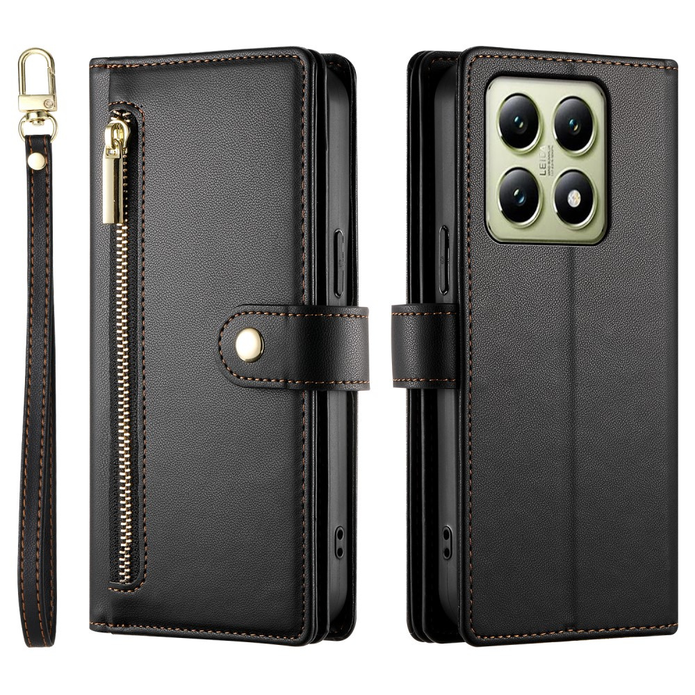Klapphülle Für Xiaomi 14t, Mit Reißverschlussfach, Schwarz