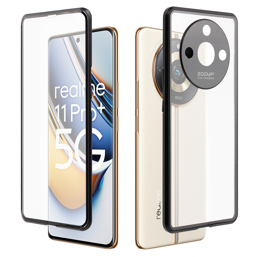 Schutzhülle Für Realme 11 Pro 5g / Pro+ 5g, Magnetisches Dualglas, Schwarz