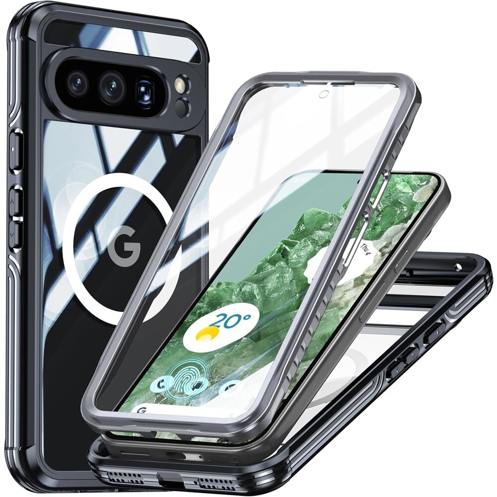 Stoßfeste Hülle Für Google Pixel 9 Pro Xl Mit Glas Für Magsafe, Schwarz
