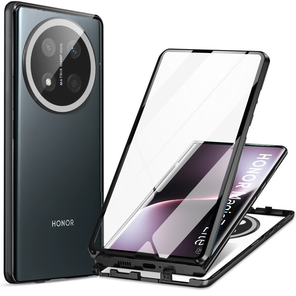 Honor Magic 7 Lite Hülle, Magnetisches Dualglas, Schwarz