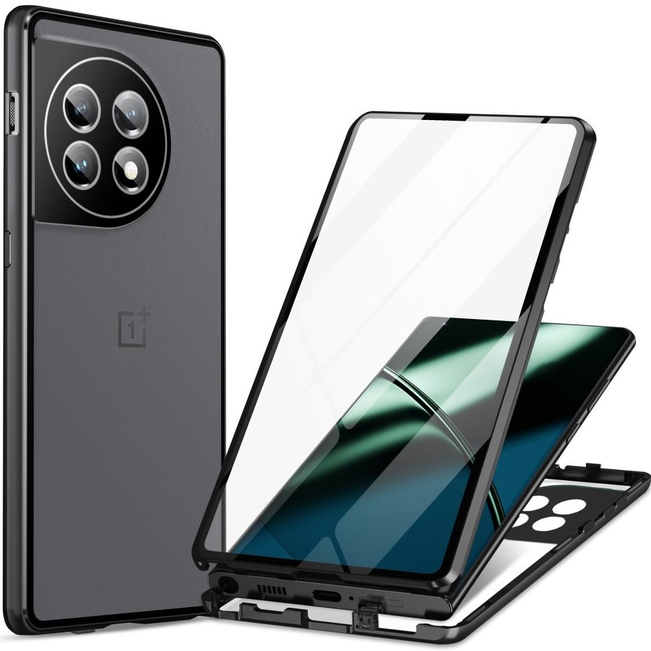 Schutzhülle Für Oneplus 11 5g, Magnetisches Dualglas, Schwarz