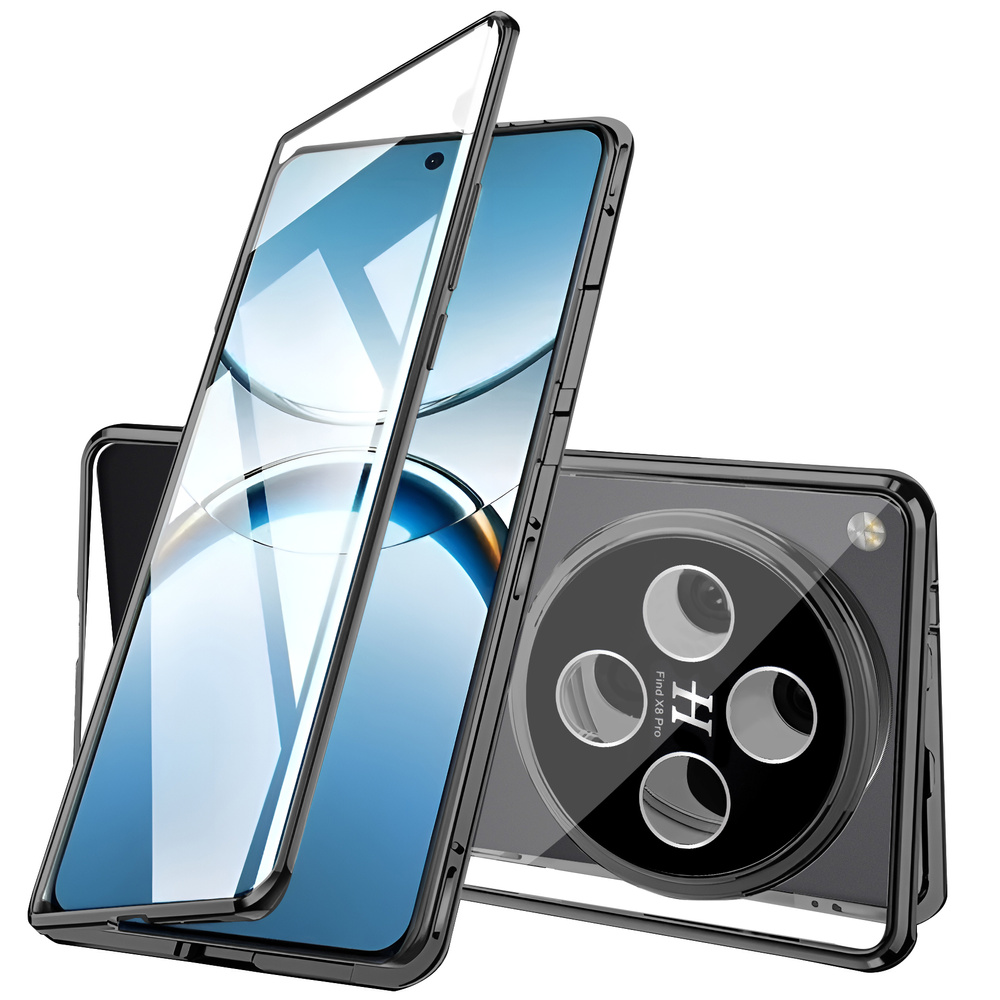 Schutzhülle Für Oppo Find X8 Pro, Magnetisches Dualglas, Schwarz
