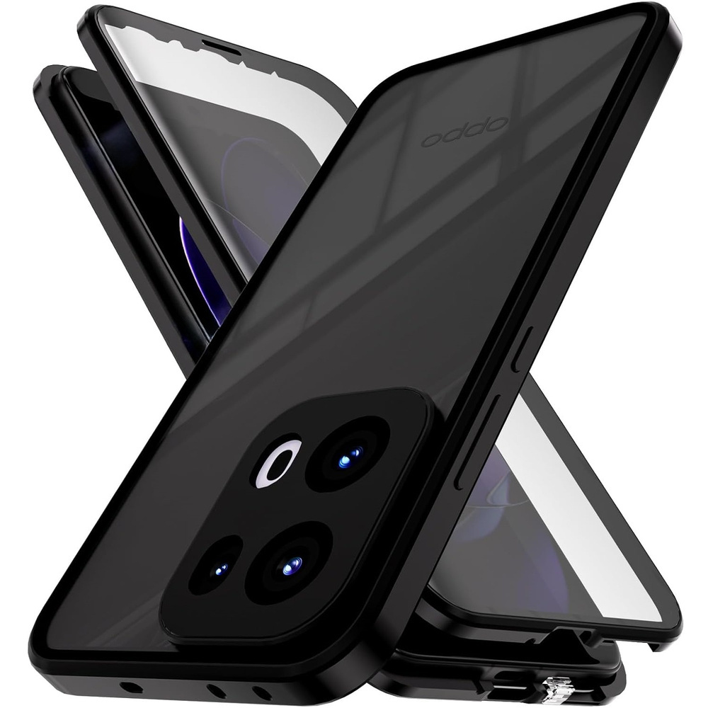 Schutzhülle Für Oppo Reno 13 Pro, Magnetisches Dualglas, Schwarz