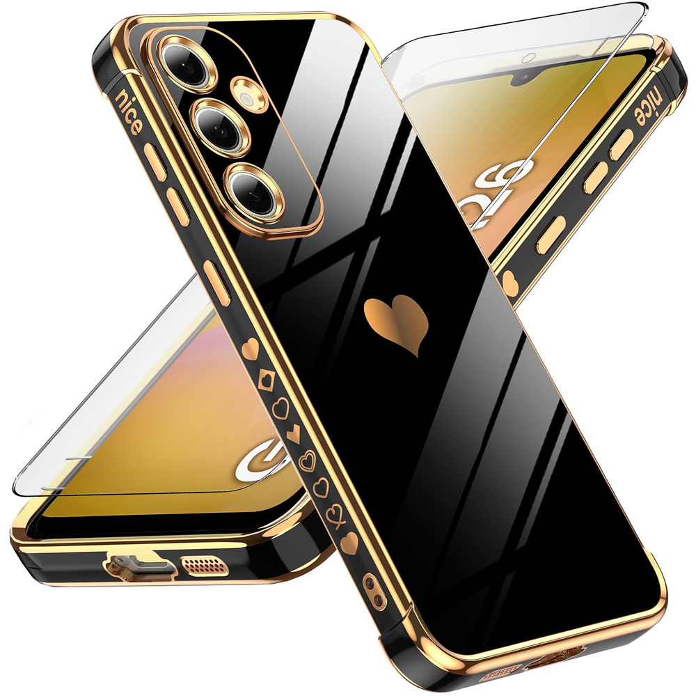 Schutzhülle Für Samsung Galaxy A26 5g, Elektroherz, Schwarz + 9h-glas