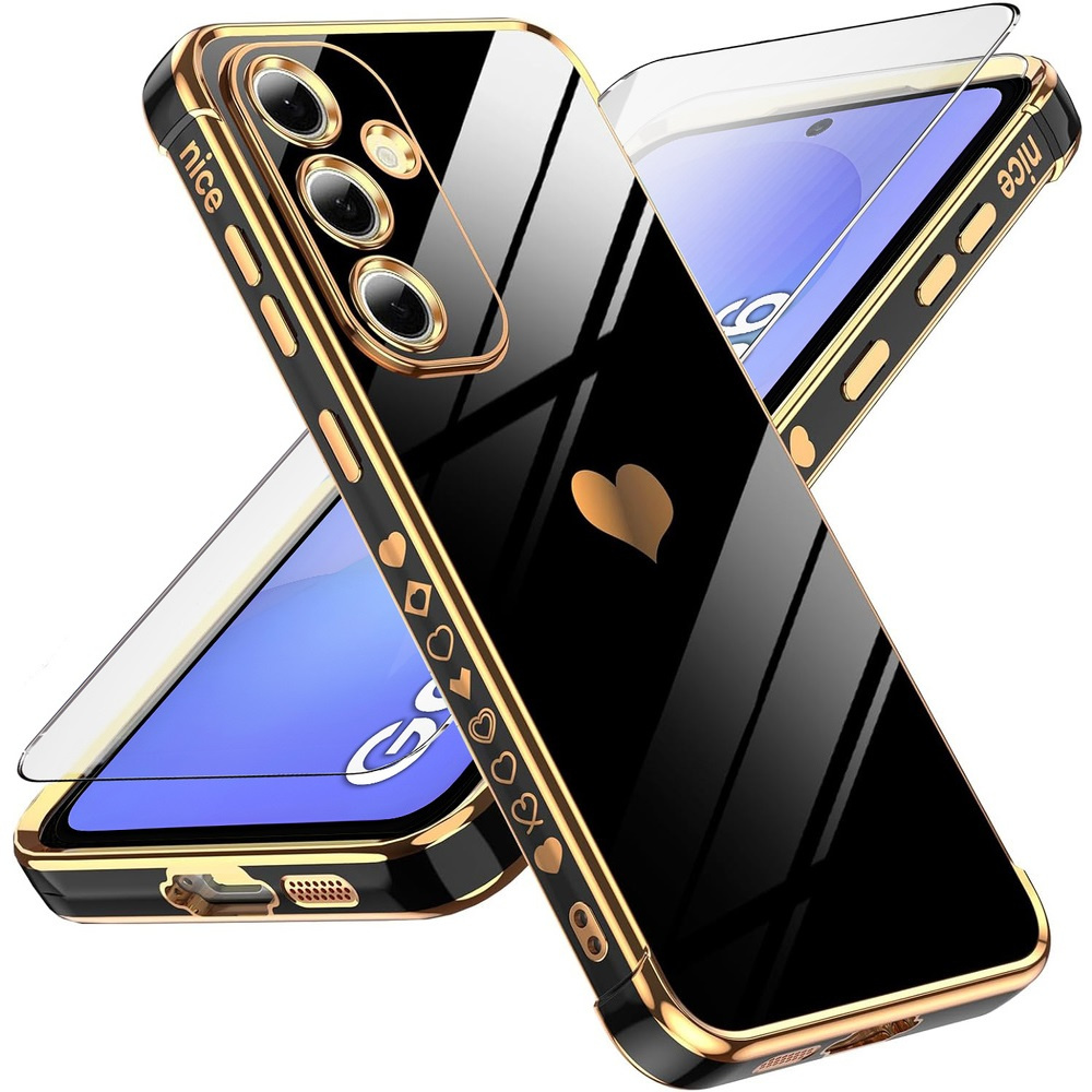 Schutzhülle Für Samsung Galaxy A36 5g, Elektroherz, Schwarz + 9h-glas