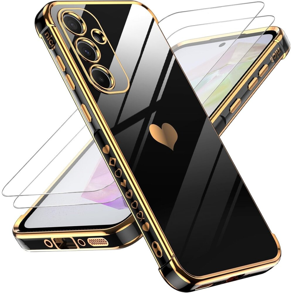 Schutzhülle Für Samsung Galaxy A54 5g, Electro Heart, Schwarz + 2x 9h-glas