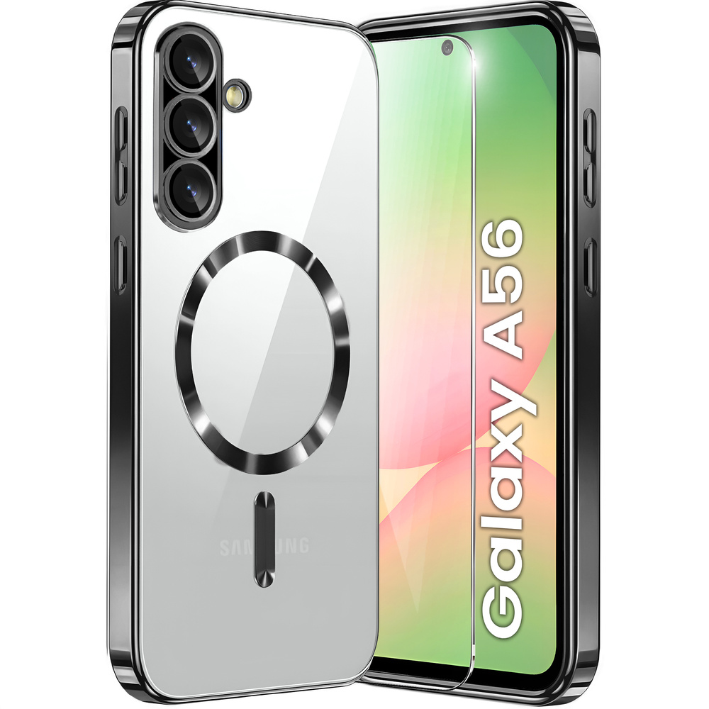 Schutzhülle Für Samsung Galaxy A56 5g, Electro Magsafe, Schwarz + Displayschutzfolie Aus Glas