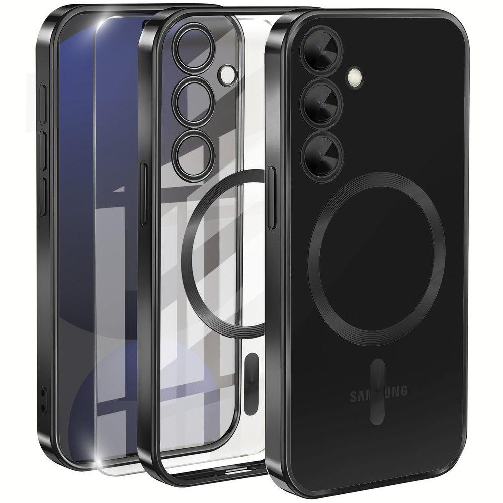 Schutzhülle Für Samsung Galaxy S24 Fe, Electro Magsafe, Schwarz + Displayschutzfolie Aus Glas