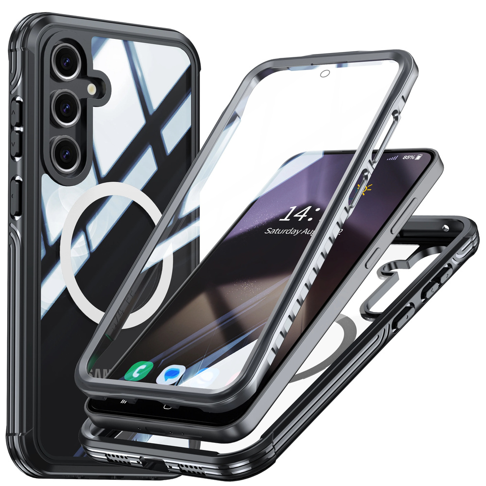 Schutzhülle Für Samsung Galaxy S25+ Plus, Stoßfest, Mit Glas, Für Magsafe, Schwarz