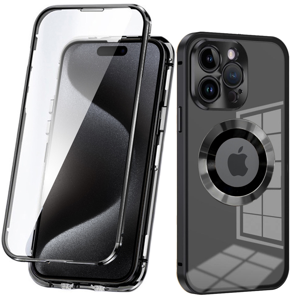 Iphone 15 Pro Max Hülle, Dual Glass, Magsafe, Schwarz