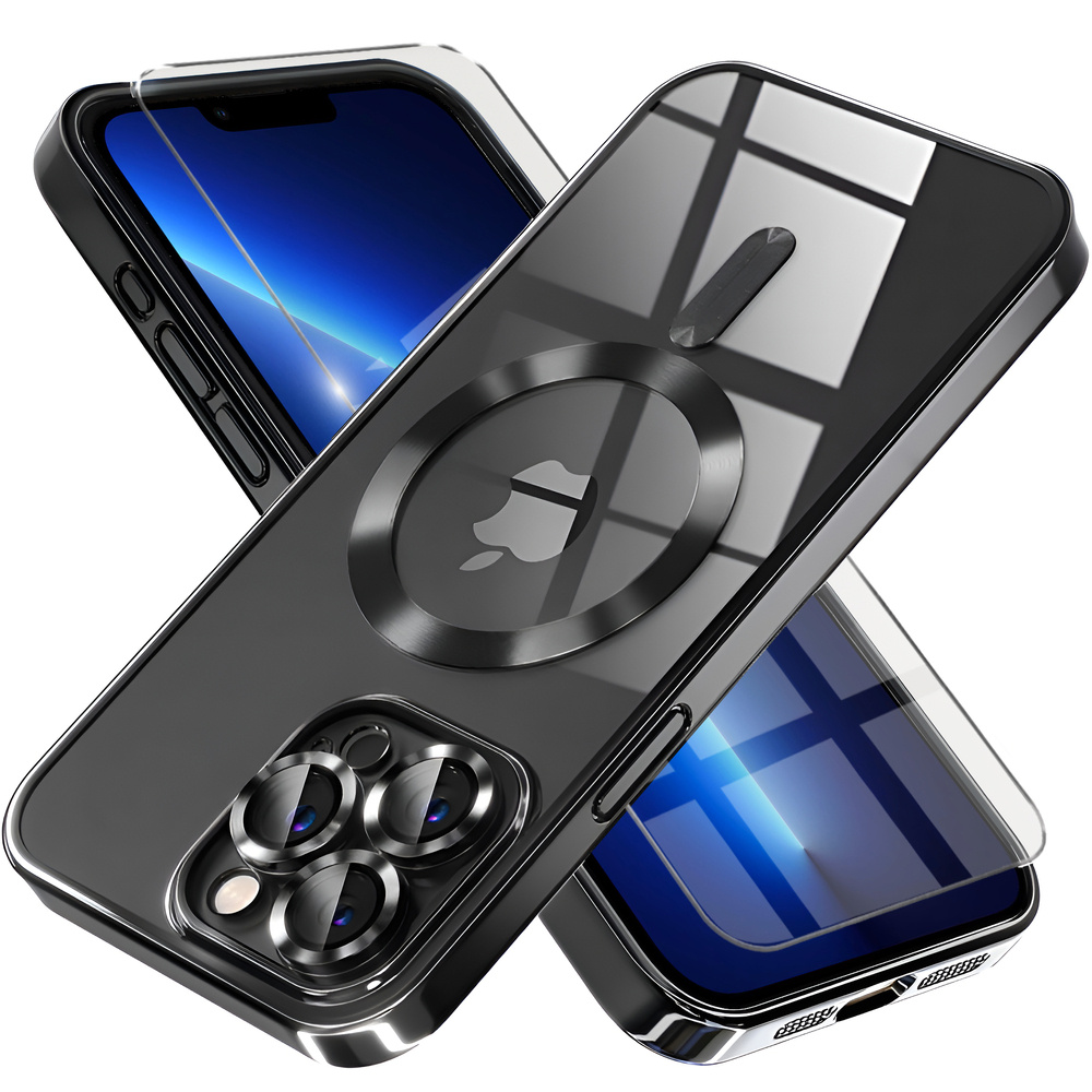 Iphone 13 Pro Hülle, Electro Magsafe, Schwarz + Displayschutzfolie