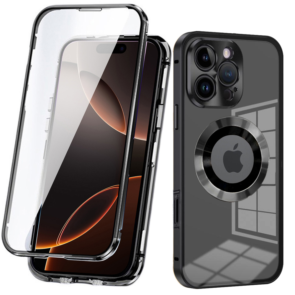 Iphone 16 Pro Hülle, Dual Glass, Magsafe, Schwarz