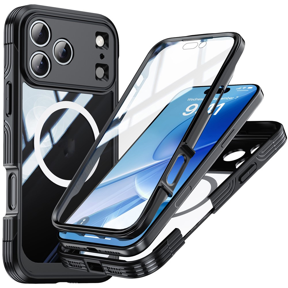 Stoßfeste Hülle Für Iphone 17 Pro Max Mit Glas Für Magsafe, Schwarz