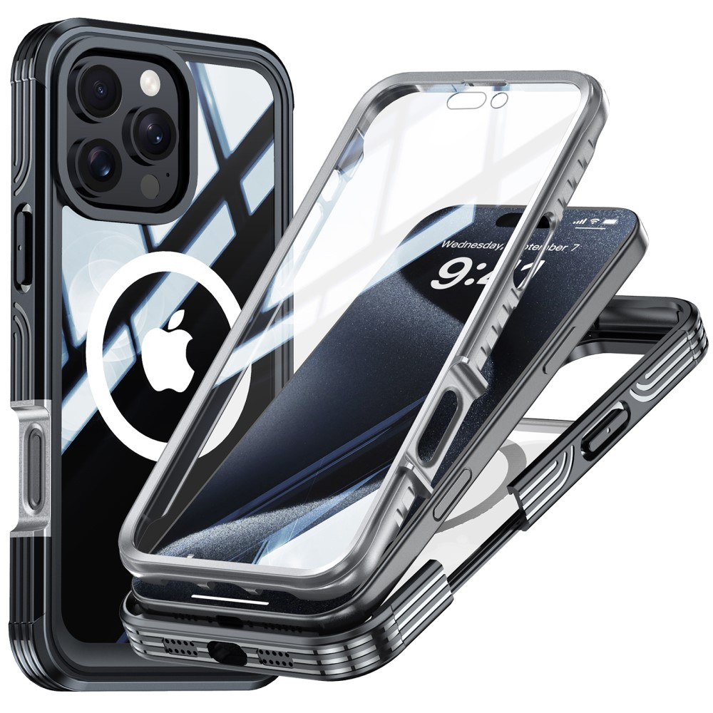 Iphone 16 Pro Stoßfeste Hülle Mit Glas Für Magsafe, Schwarz
