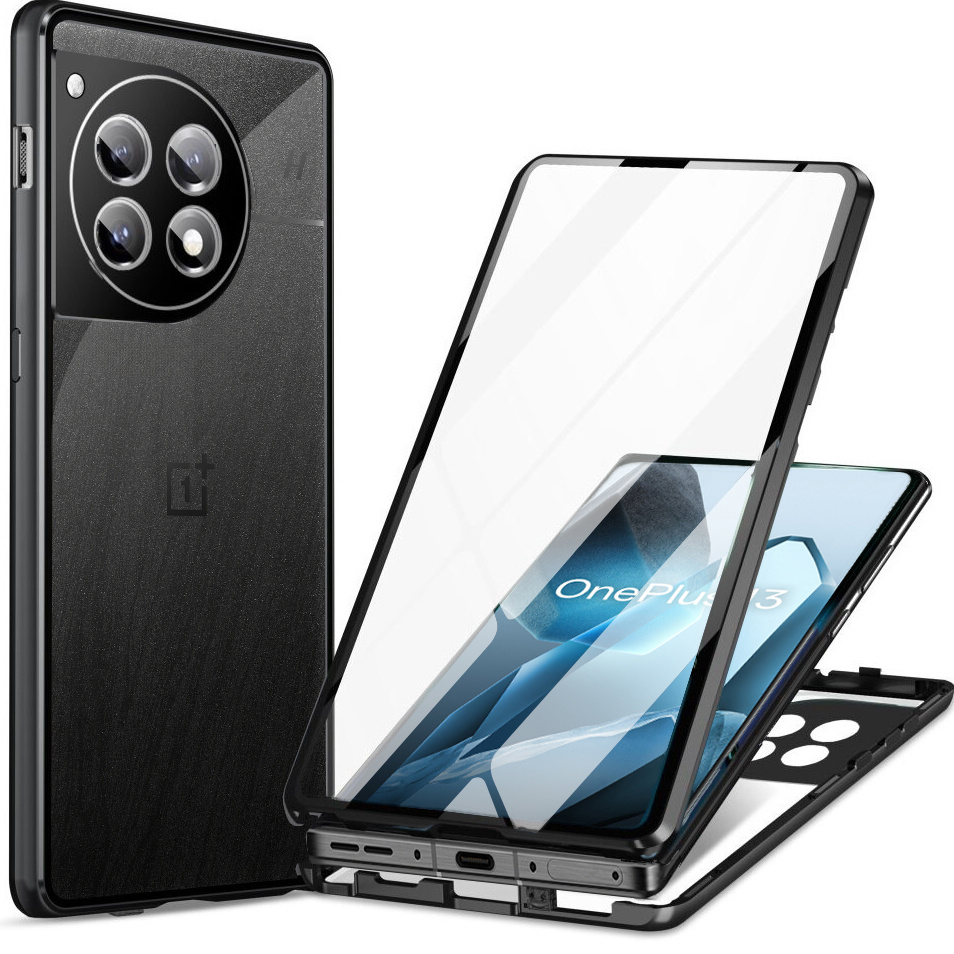 Schutzhülle Für Oneplus 13, Magnetisches Dualglas, Schwarz