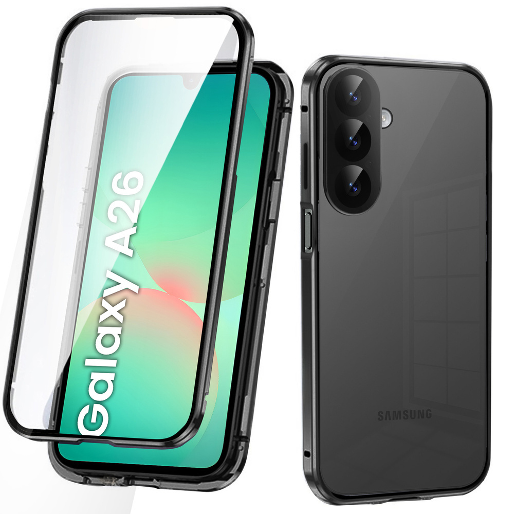 Schutzhülle Für Samsung Galaxy A26 5g, Magnetisches Dualglas, Schwarz