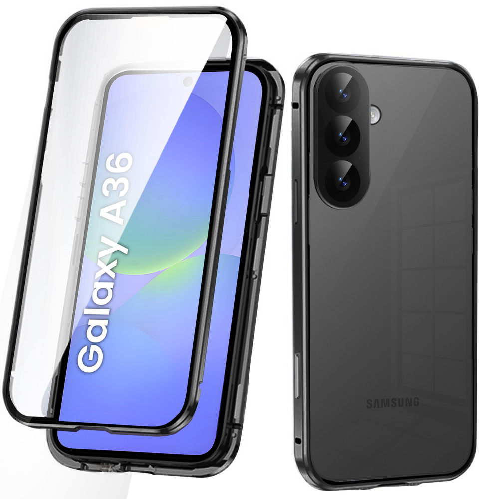 Schutzhülle Für Samsung Galaxy A36 5g, Magnetisches Dualglas, Schwarz