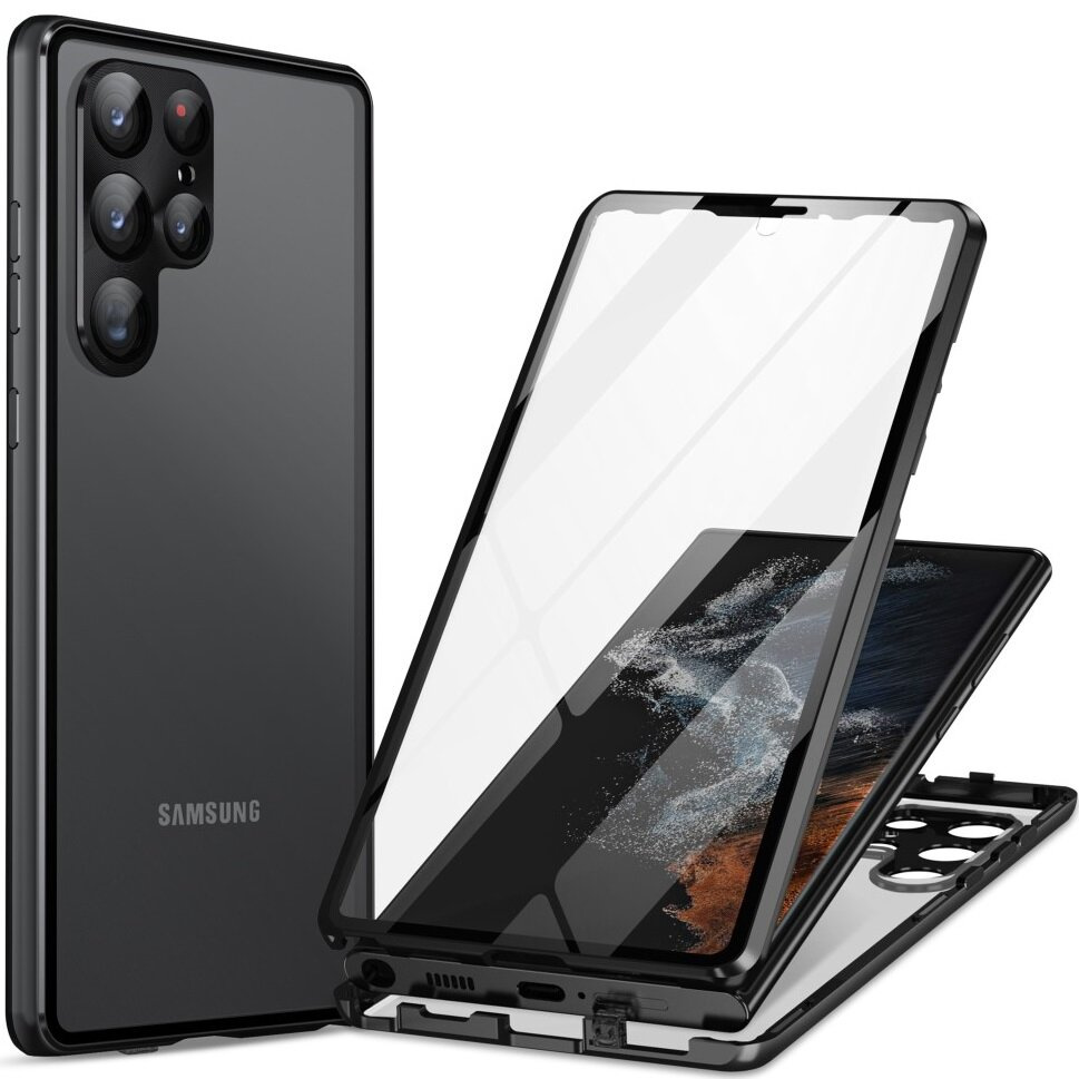 Samsung Galaxy S24 Ultra Hülle, Magnetisches Dualglas, Schwarz