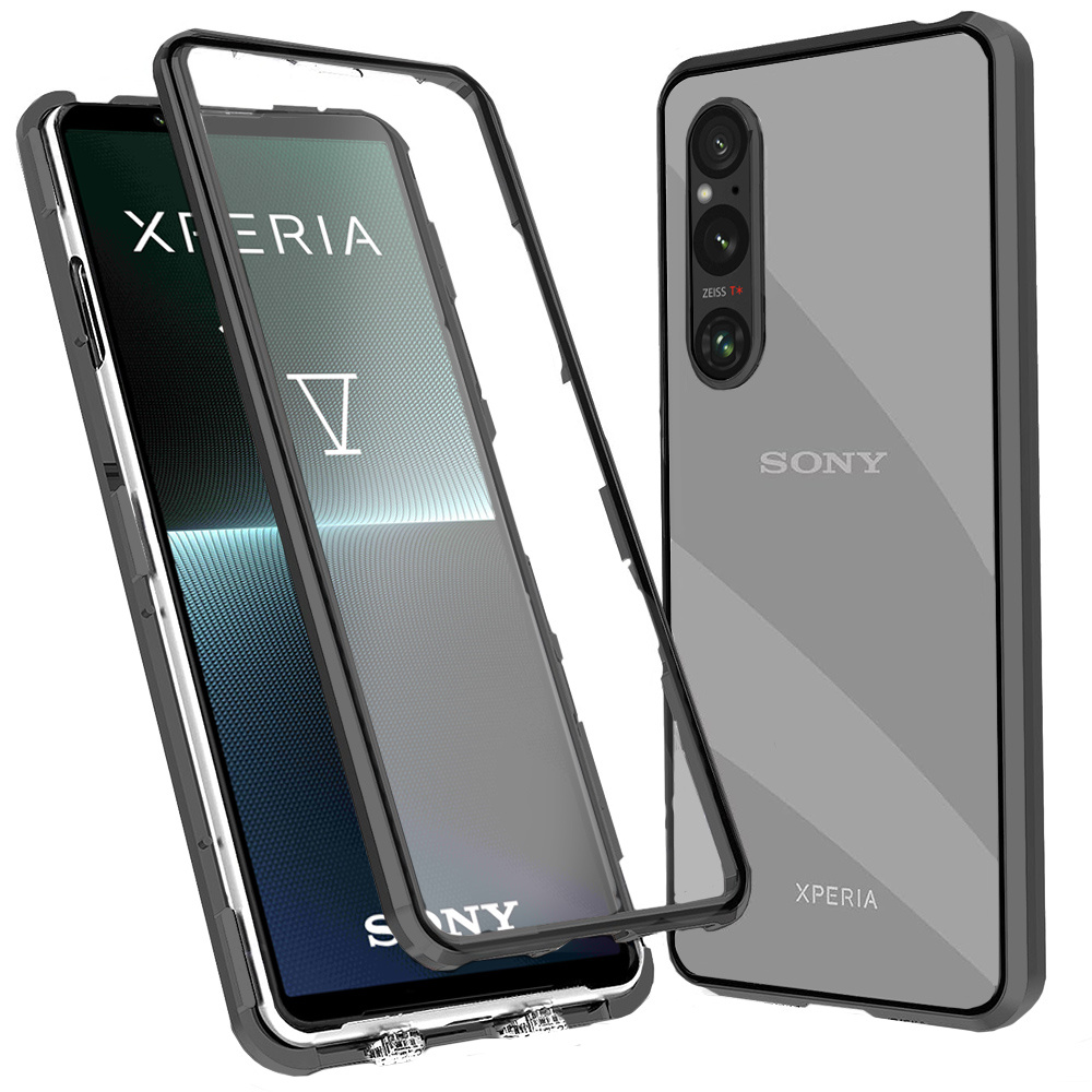 Schutzhülle Für Sony Xperia 1 V, Magnetisches Dualglas, Schwarz